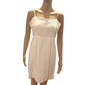 White Eyelet Embroidered Dress Sleeveless Mini Sundress Summer Casual